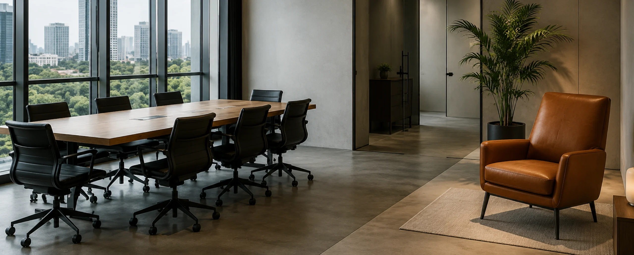 Technician performing on-site commercial leather repair on an executive office chair in Manhattan