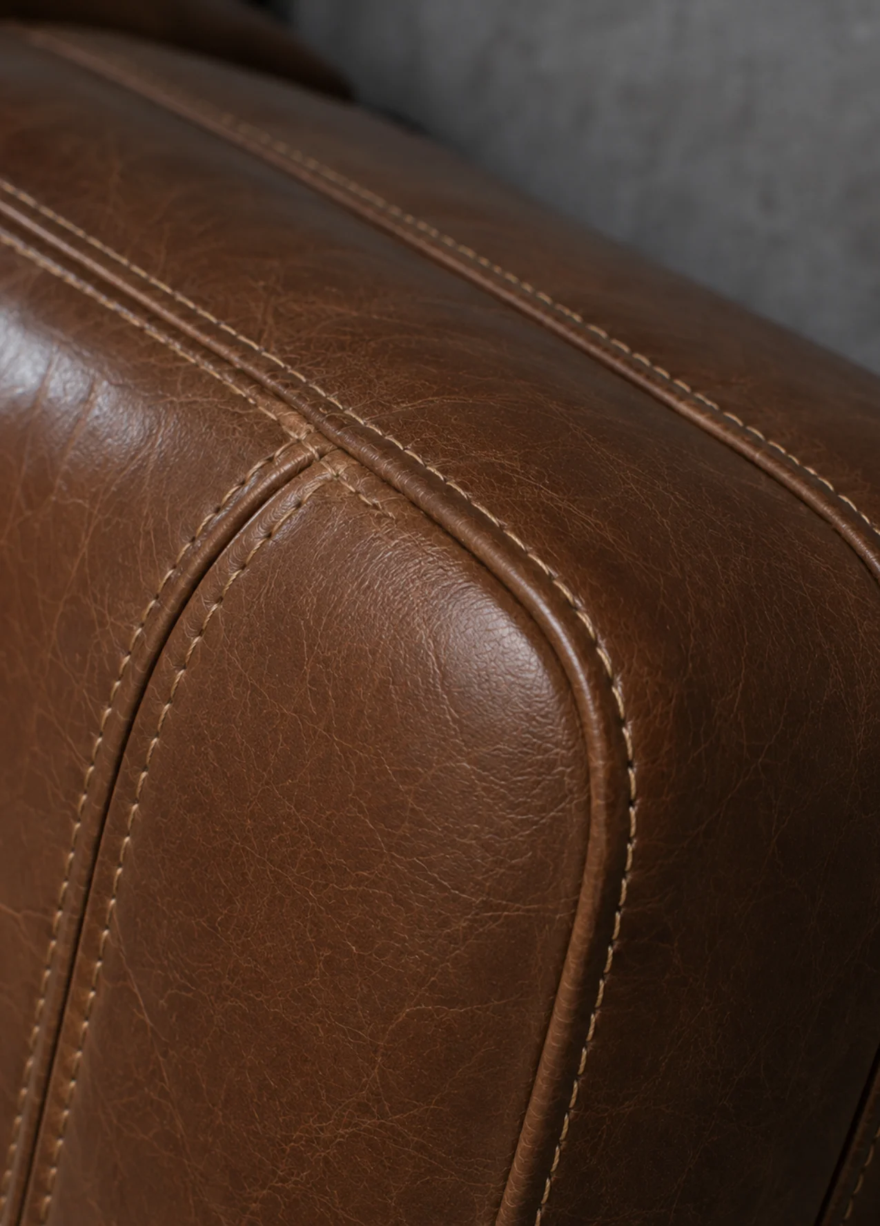 Executive chair leather seam after commercial repair