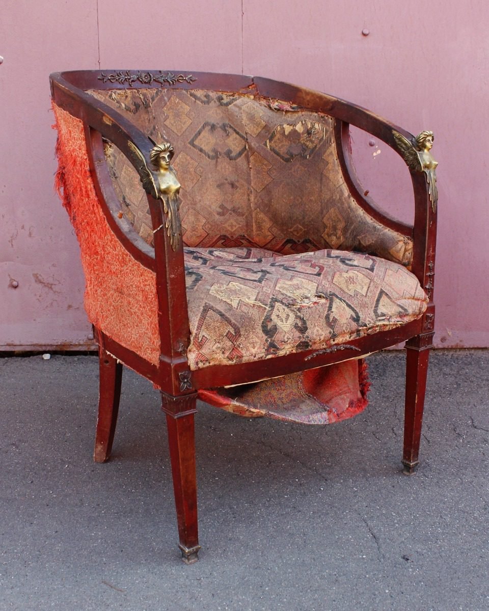 Before antique armchair restoration