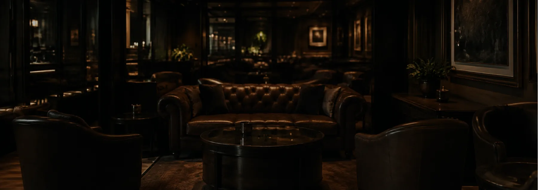 Restored leather lounge seating in a New York City venue