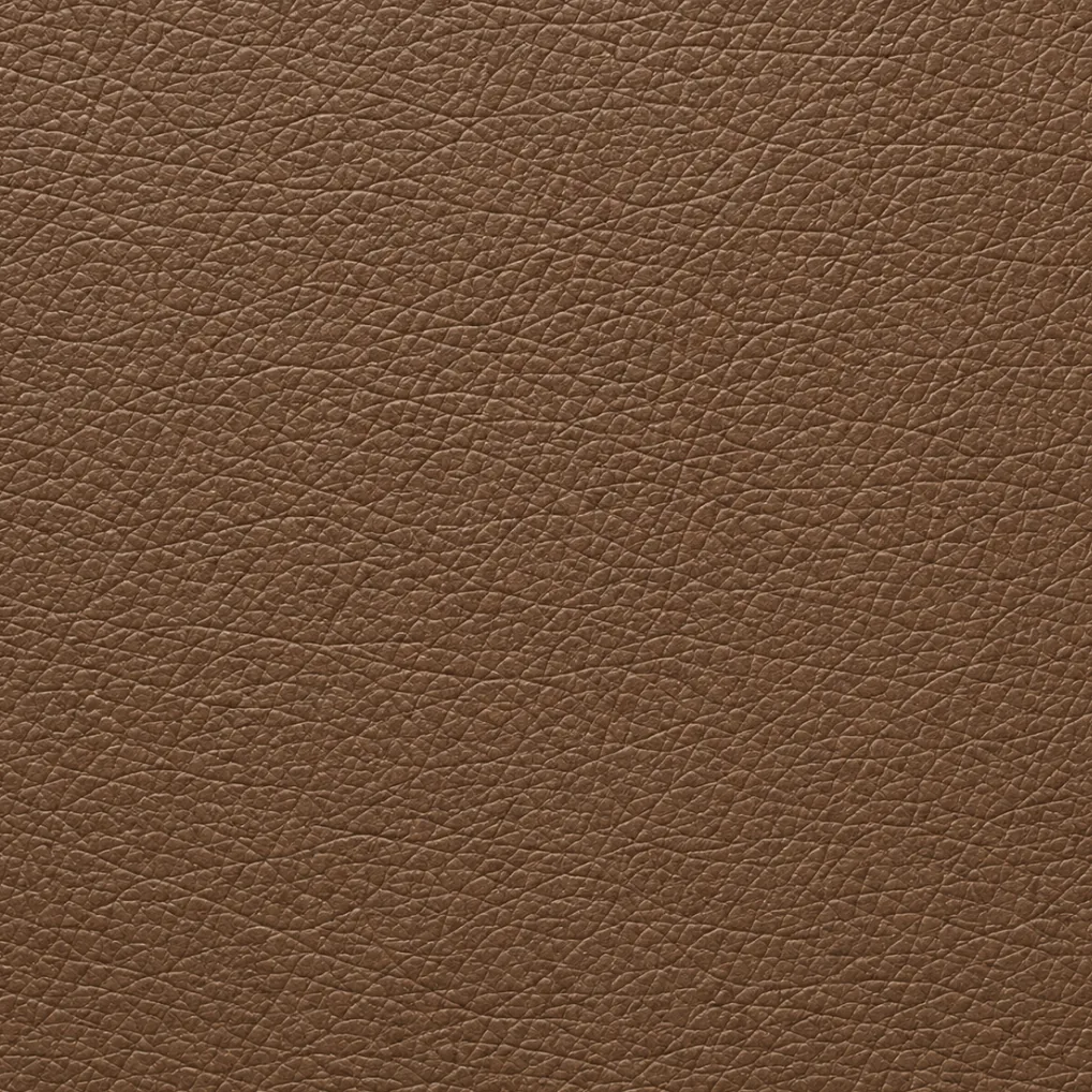 A mid-brown leatherette swatch, the older trade name for the same coated textile
