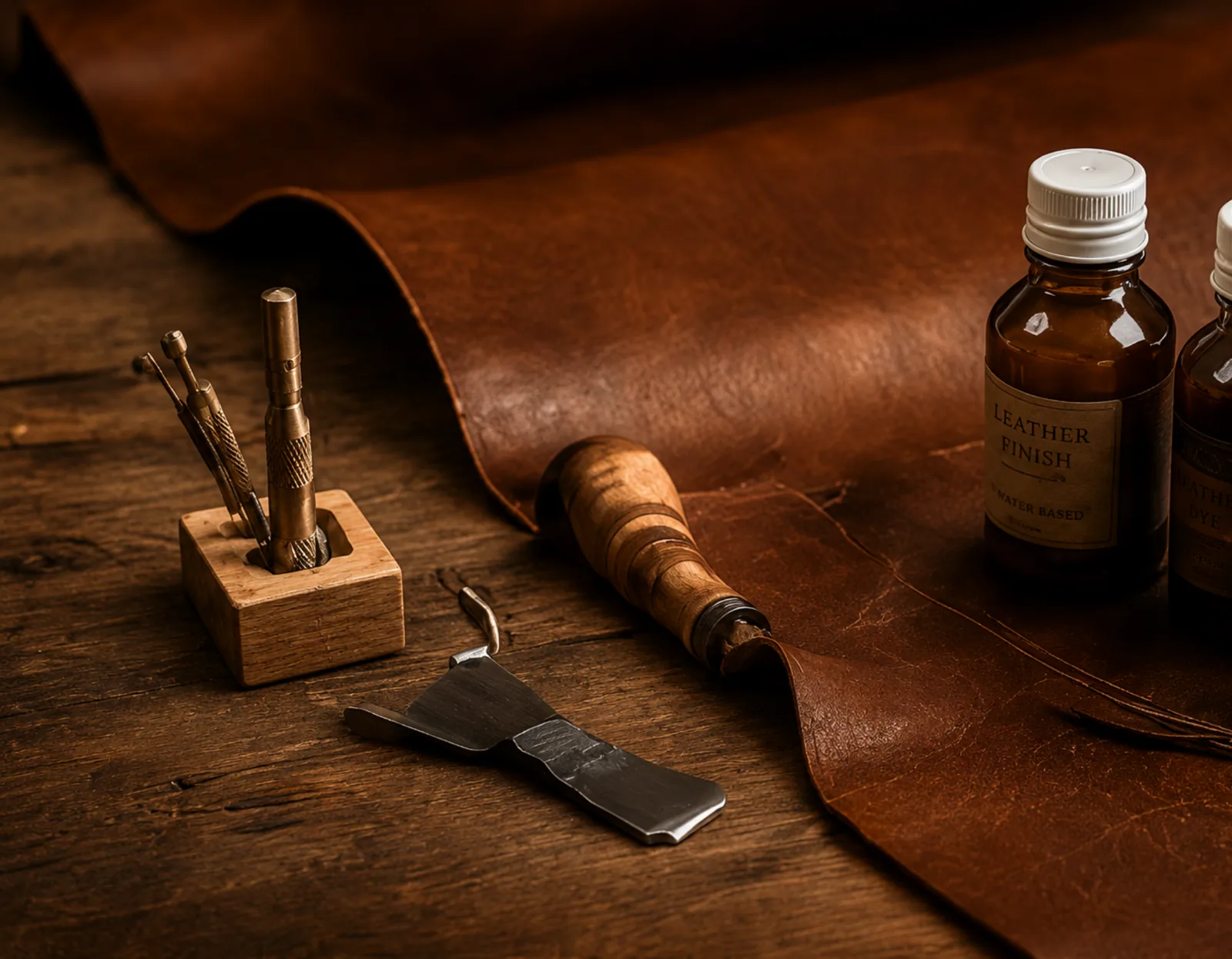 Leather repair finished on site, tools packed and nothing left in the room
