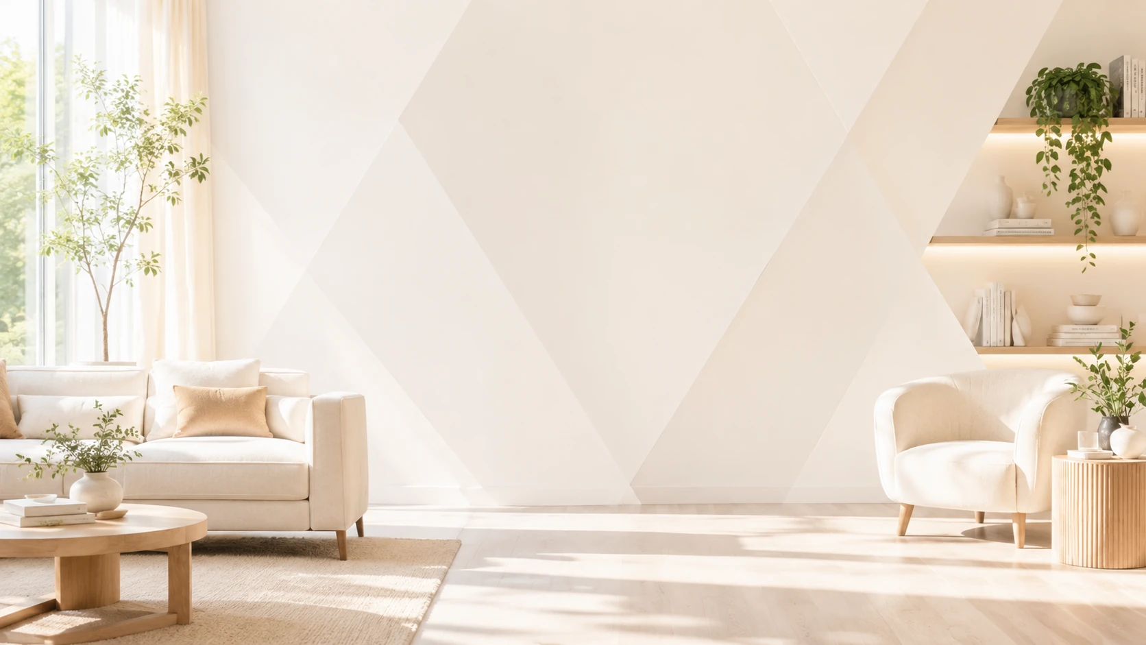 A cream living room with a light upholstered sofa and armchairs, the kind of furniture Leather Restore Pro repairs and recovers on site