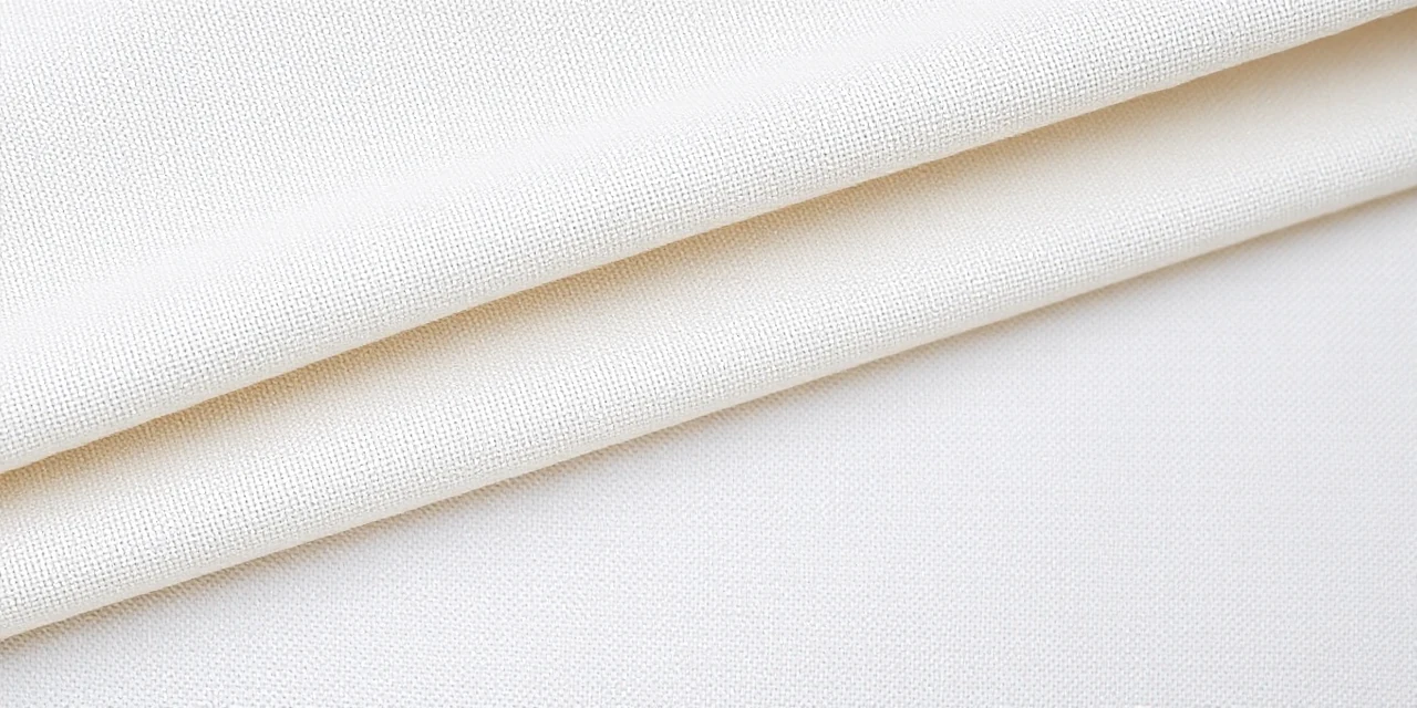 Folded ivory upholstery fabric with a pinked cut edge, ready to be made into a new cover