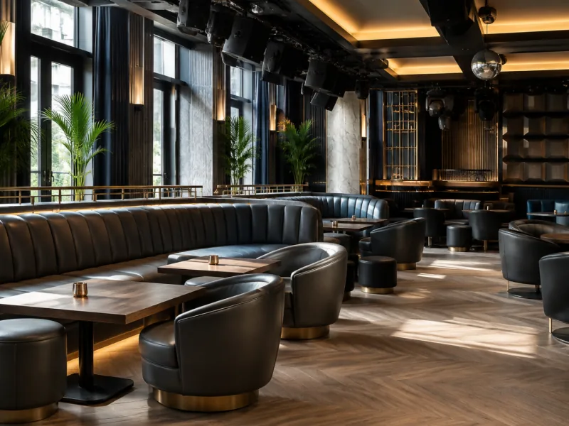 Nightclub banquette and lounge seating repaired during daytime closing hours