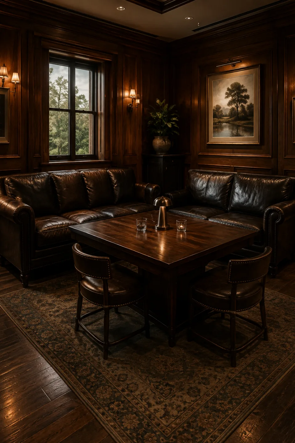 Nubuck lounge seating in a private club interior