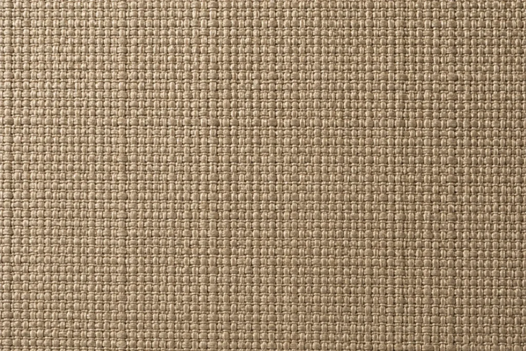 Performance fabric swatch — tan woven weave for bar lounge backs and booth panels