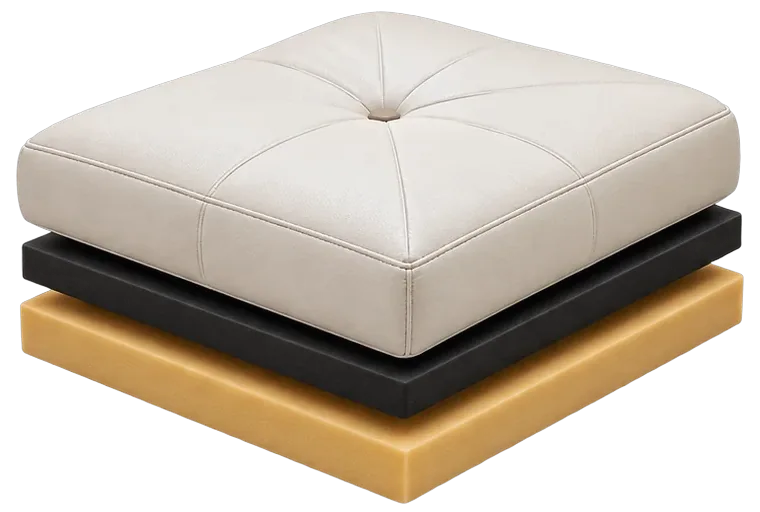 Rebuilt restaurant seat cushion with new foam, new batting and a square profile