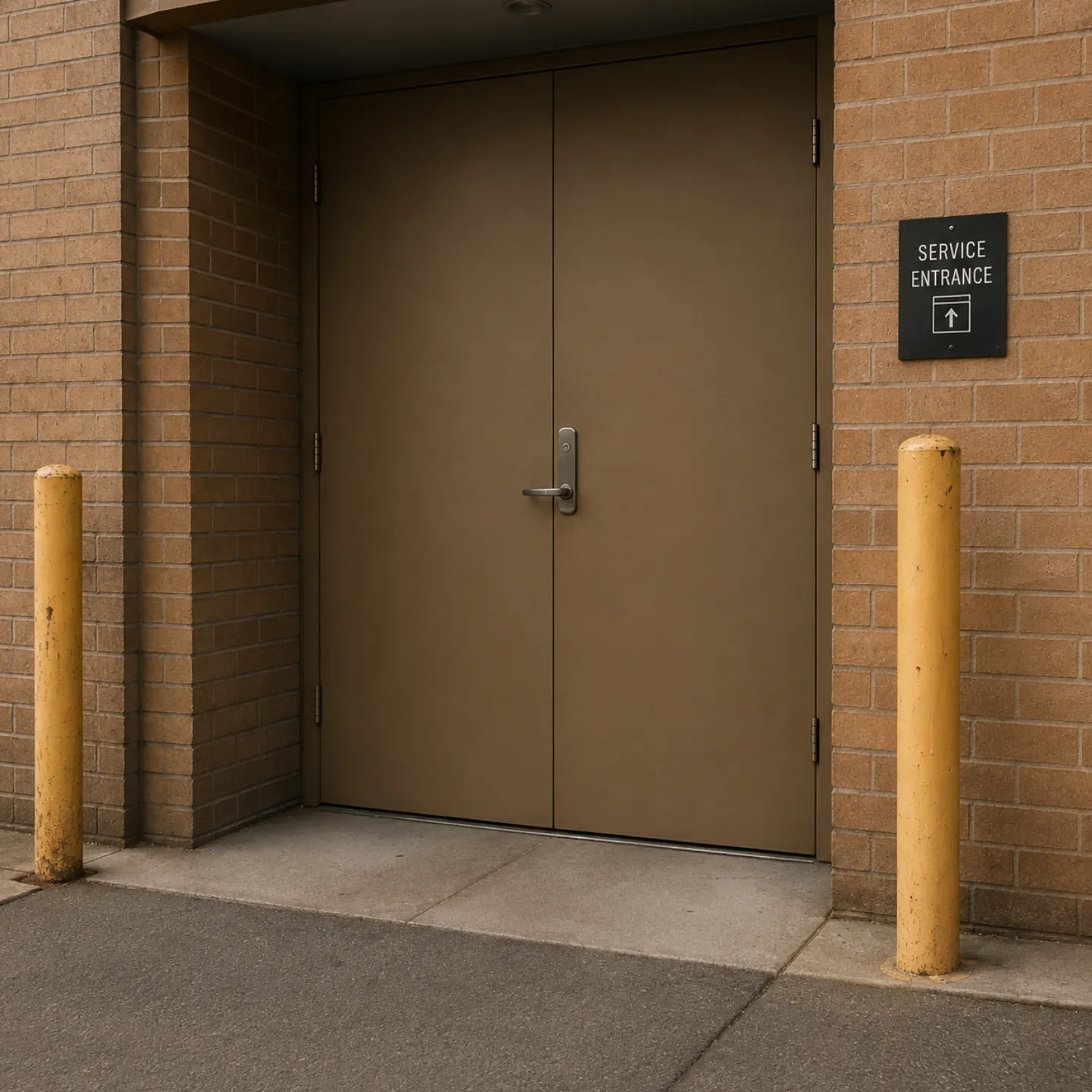 A service door and corridor one technician carrying two cases can walk through