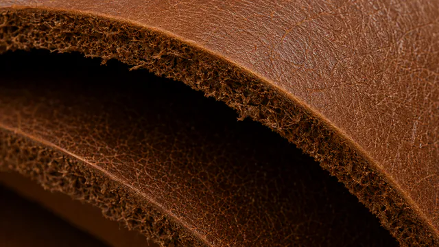 A hide curled into a tight bend with the surface still unbroken