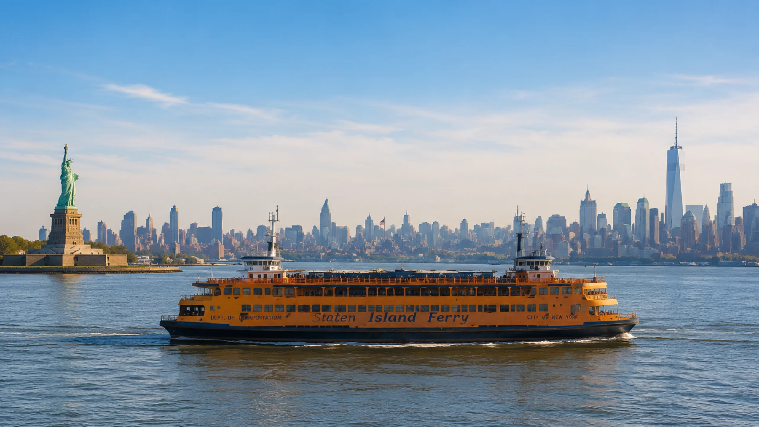 The Staten Island ferry crossing New York harbour