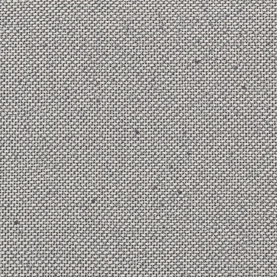 A gray and oatmeal flecked performance fabric swatch showing a tight visible weave