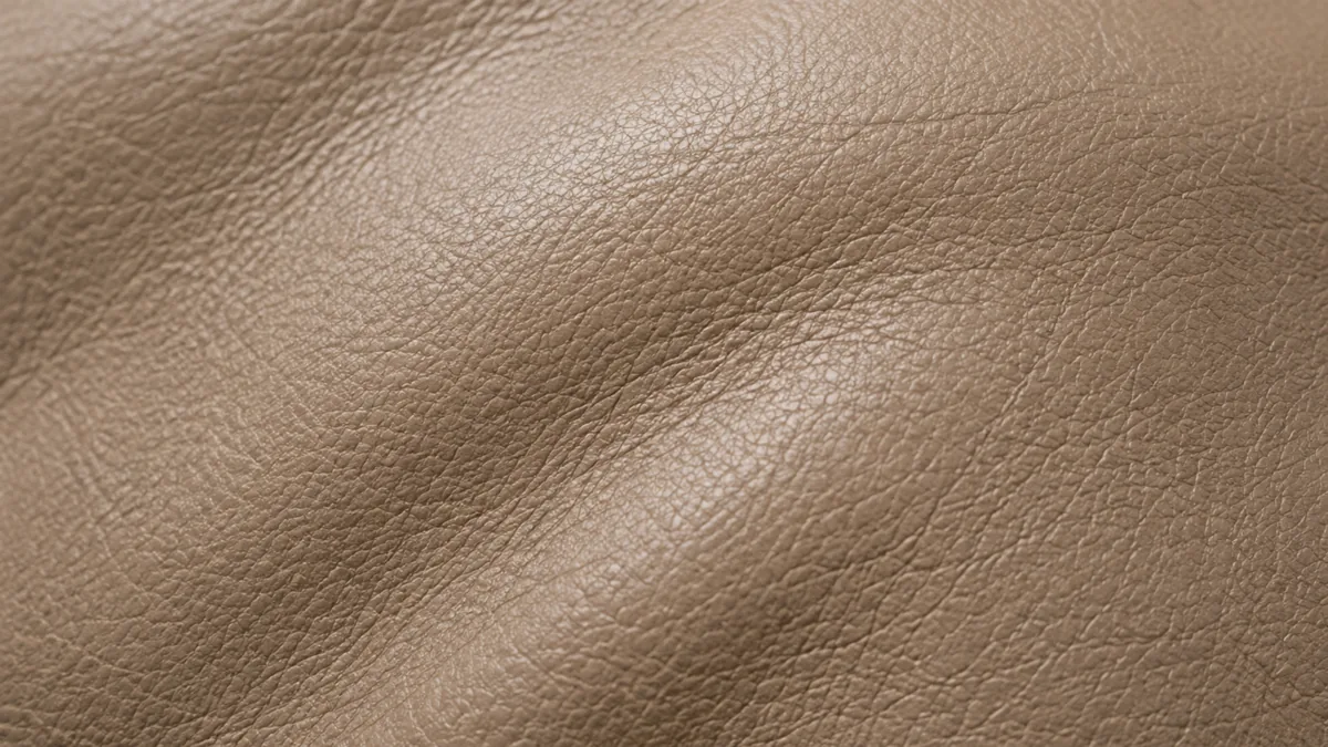 Worn top-grain leather in raking light before work, the colour gone flat and uneven across the folds