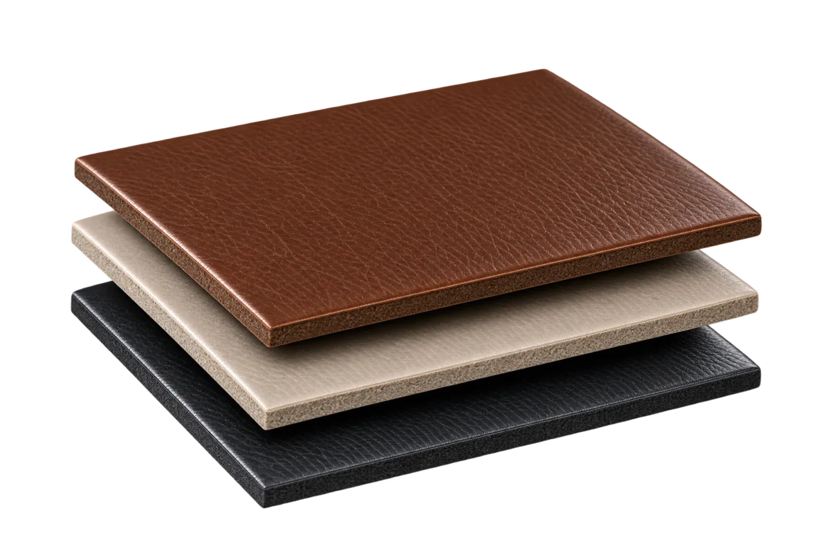 Top-grain leather taken from the upper portion of the hide