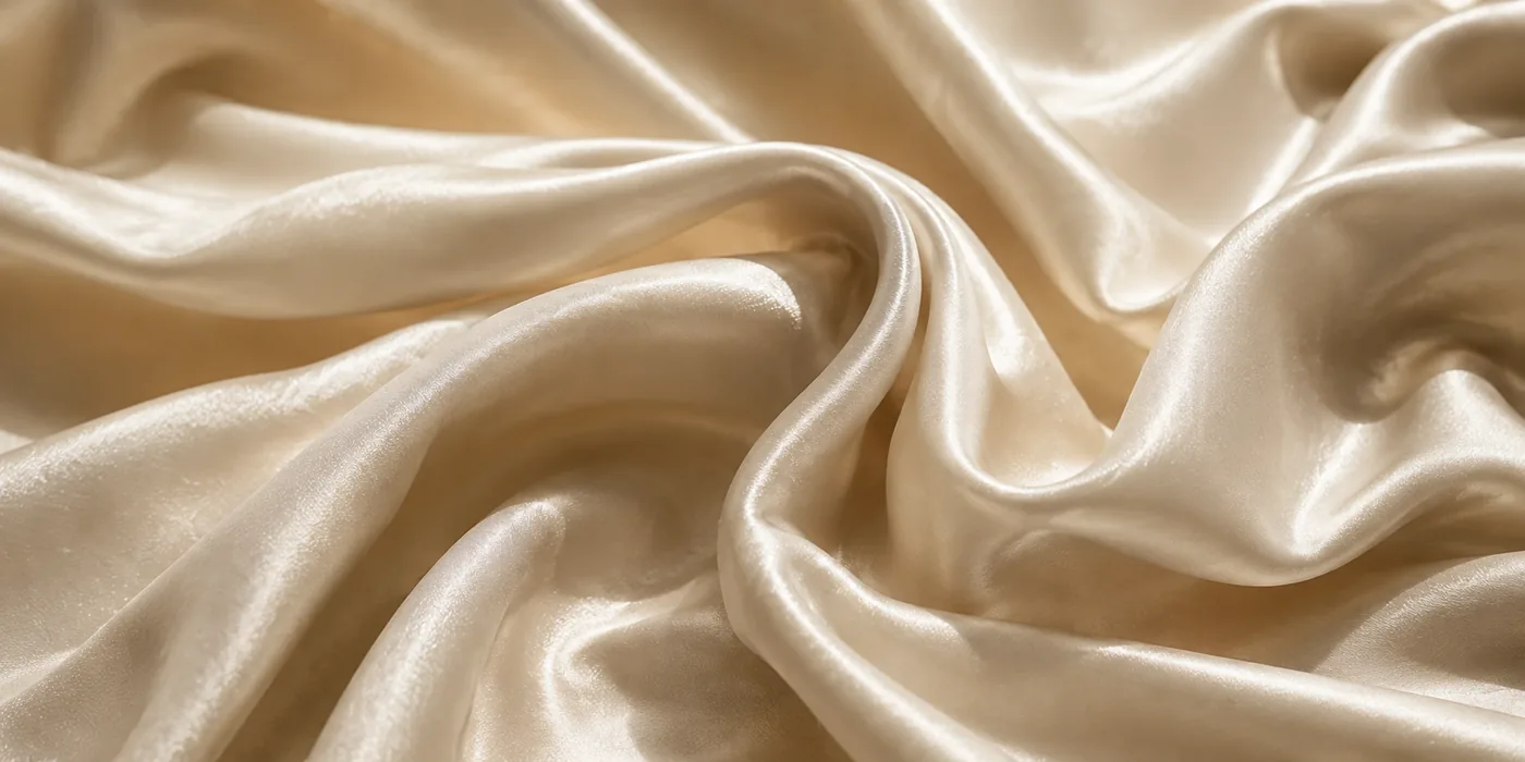 Folds of ivory silk catching the light across the weave