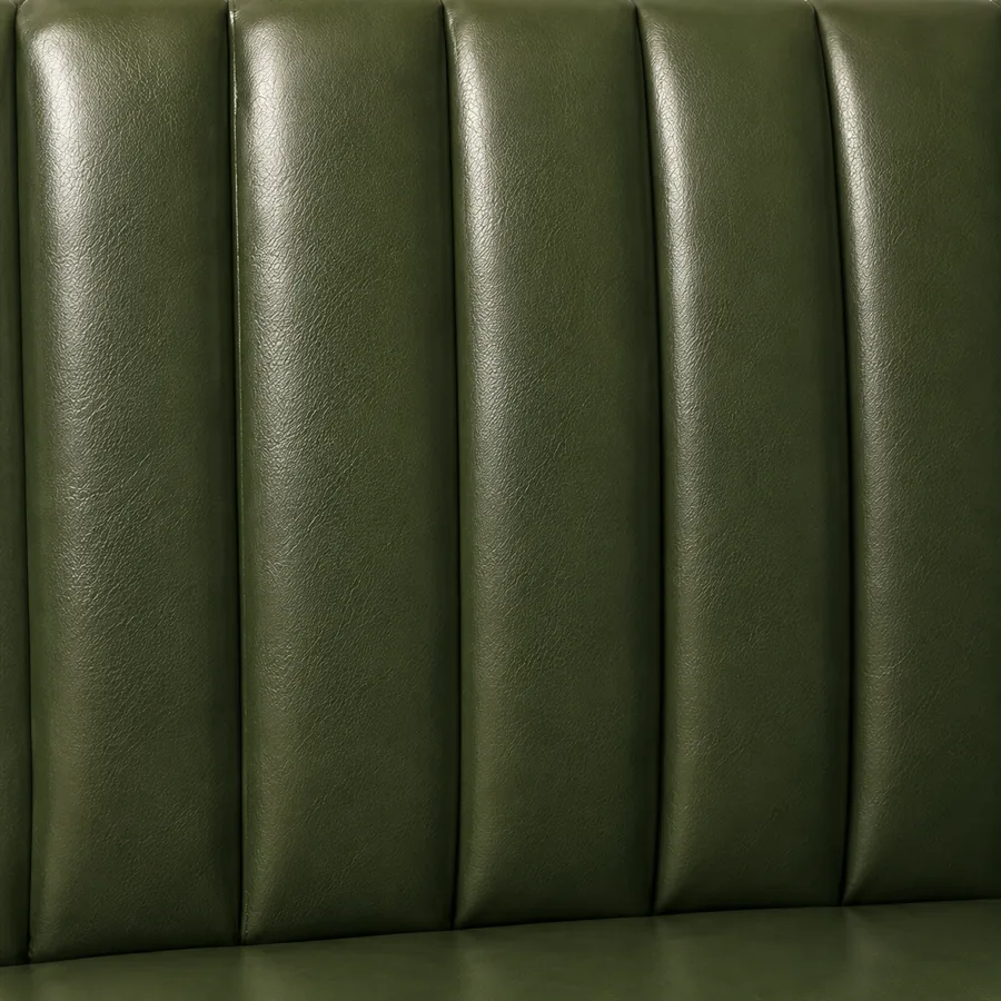 Olive green leather in narrow vertical flutes
