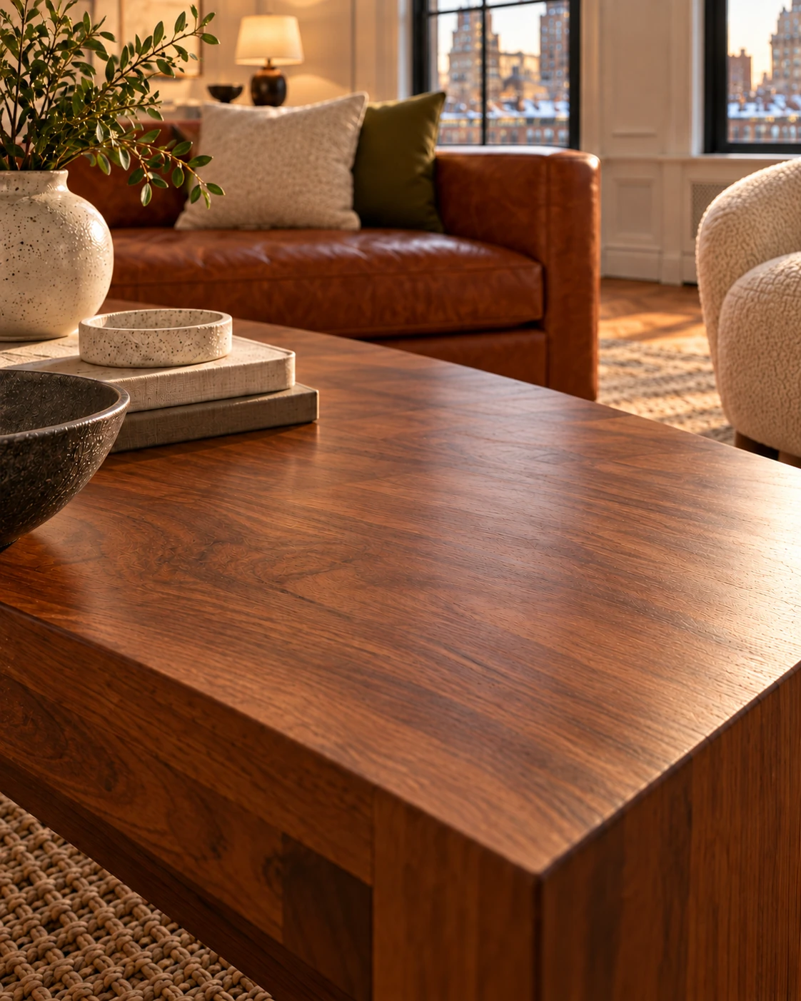 The same table top refinished to an even sheen
