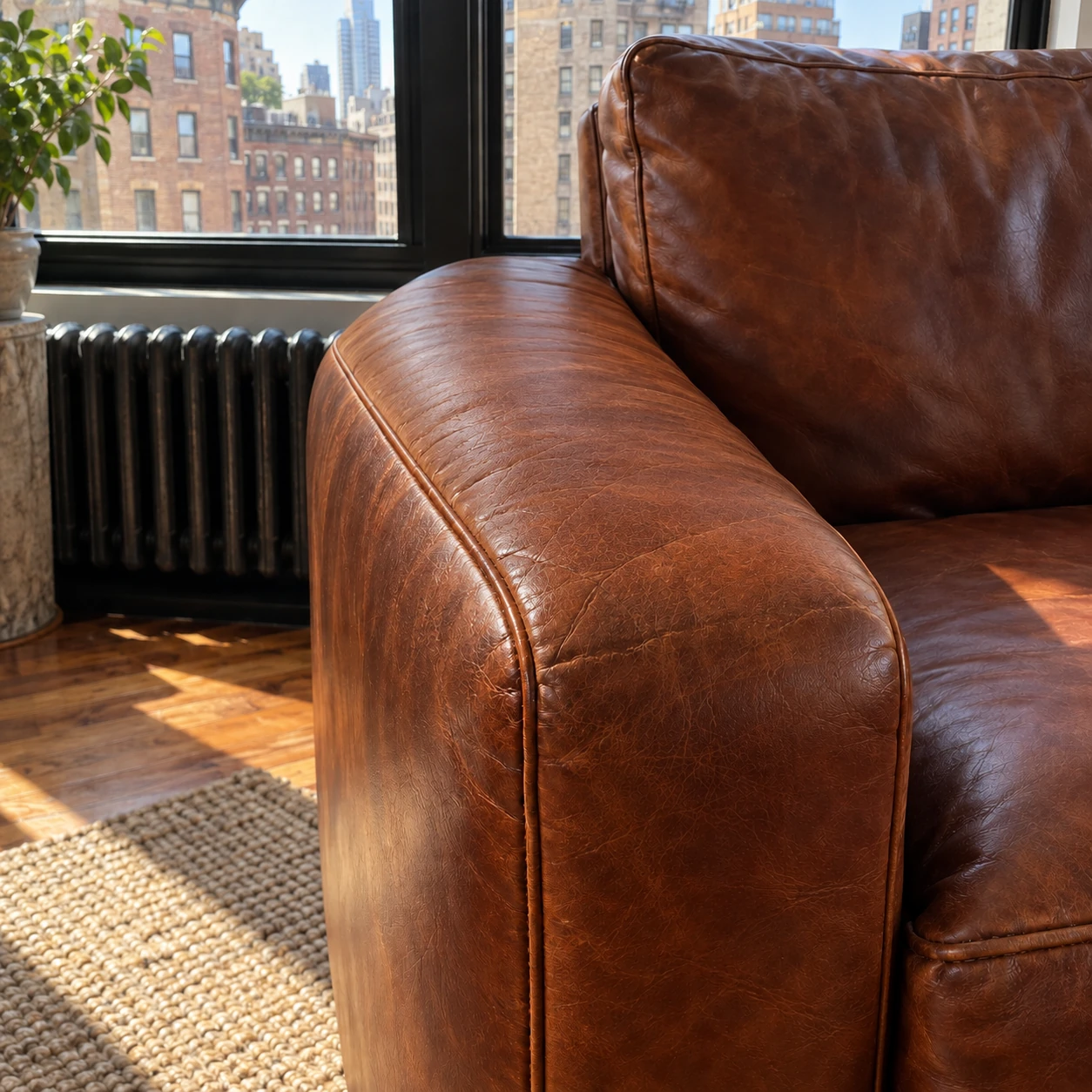 The same sofa arm after recoloring