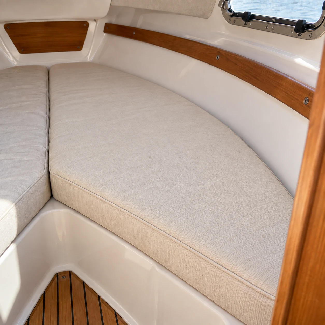 The same cabin cushion after reupholstery