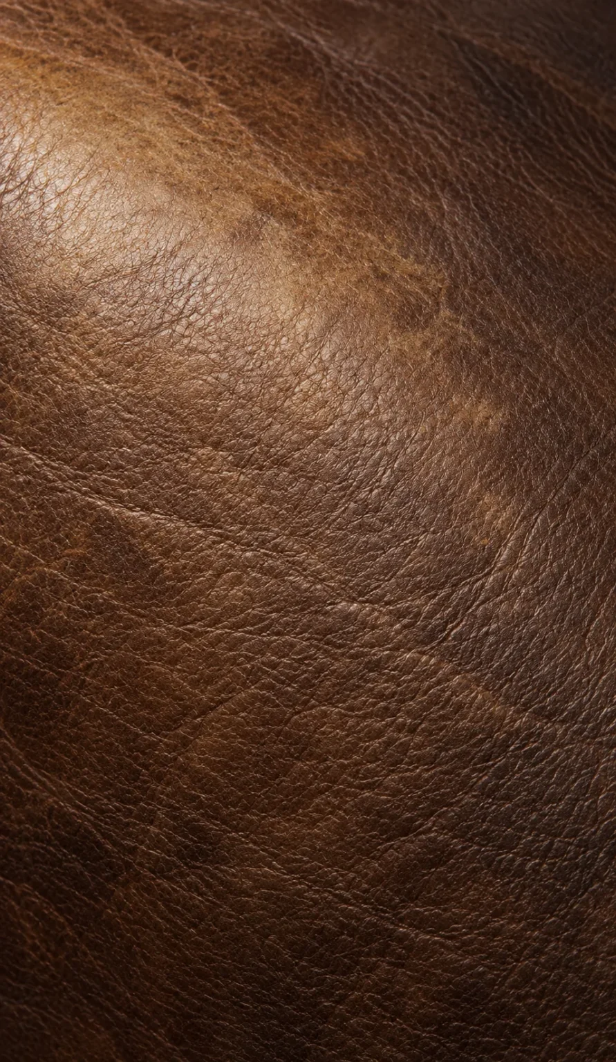 Old brown leather faded and discolored in patches