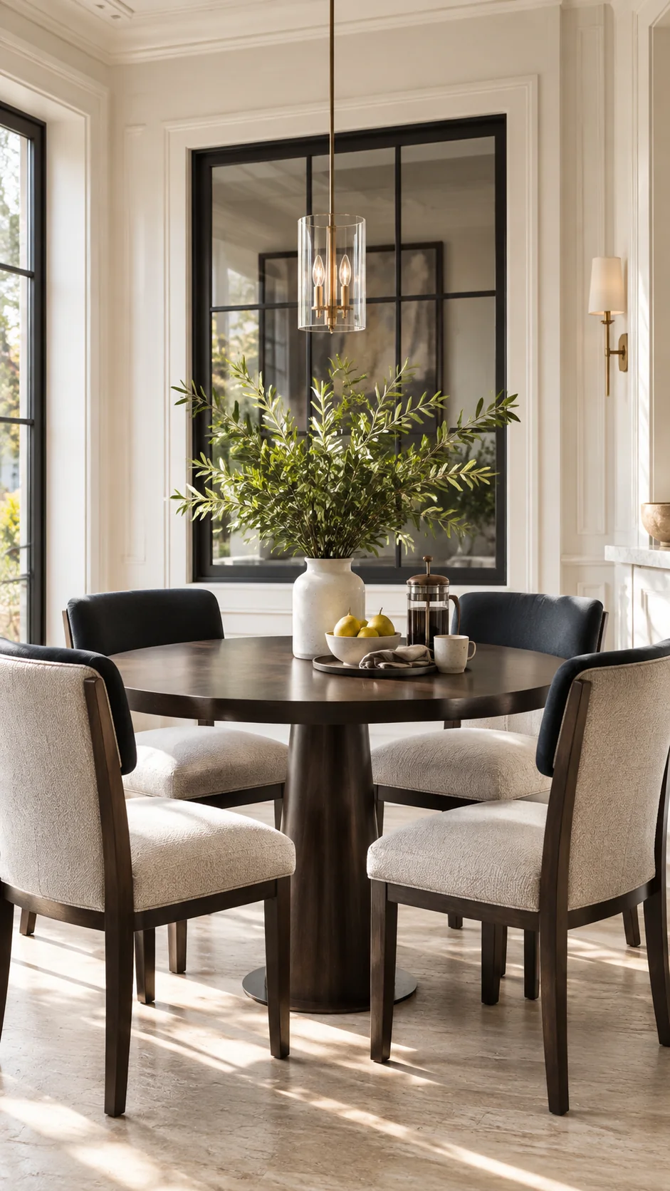 Apartment dining corner with recovered chairs