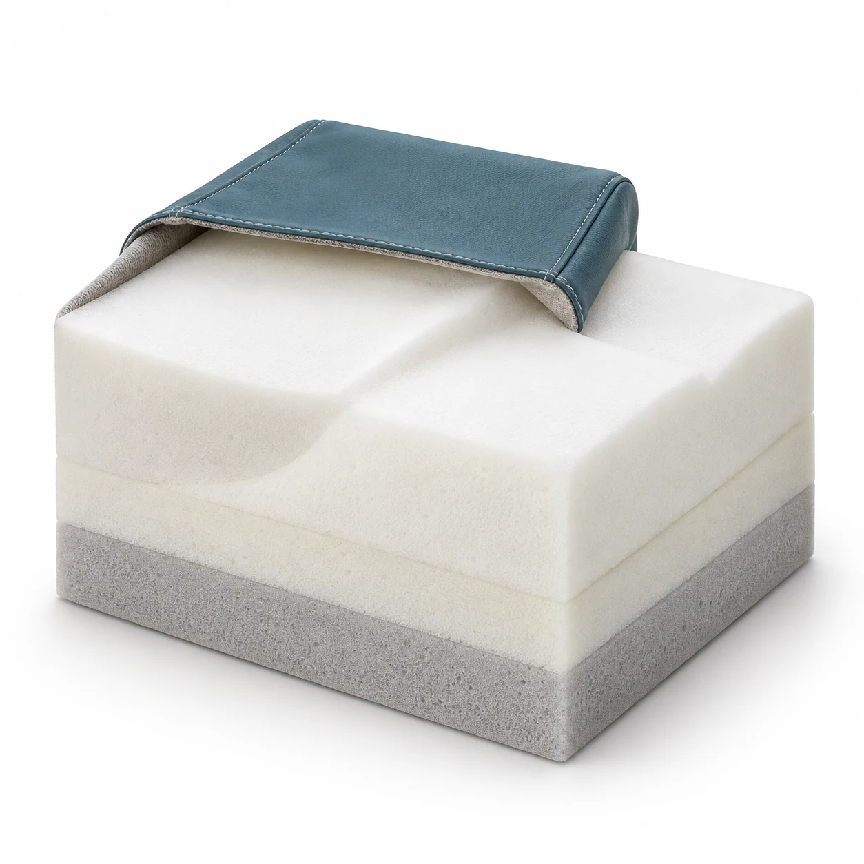 Armrest pad beside the replacement foam block cut for it