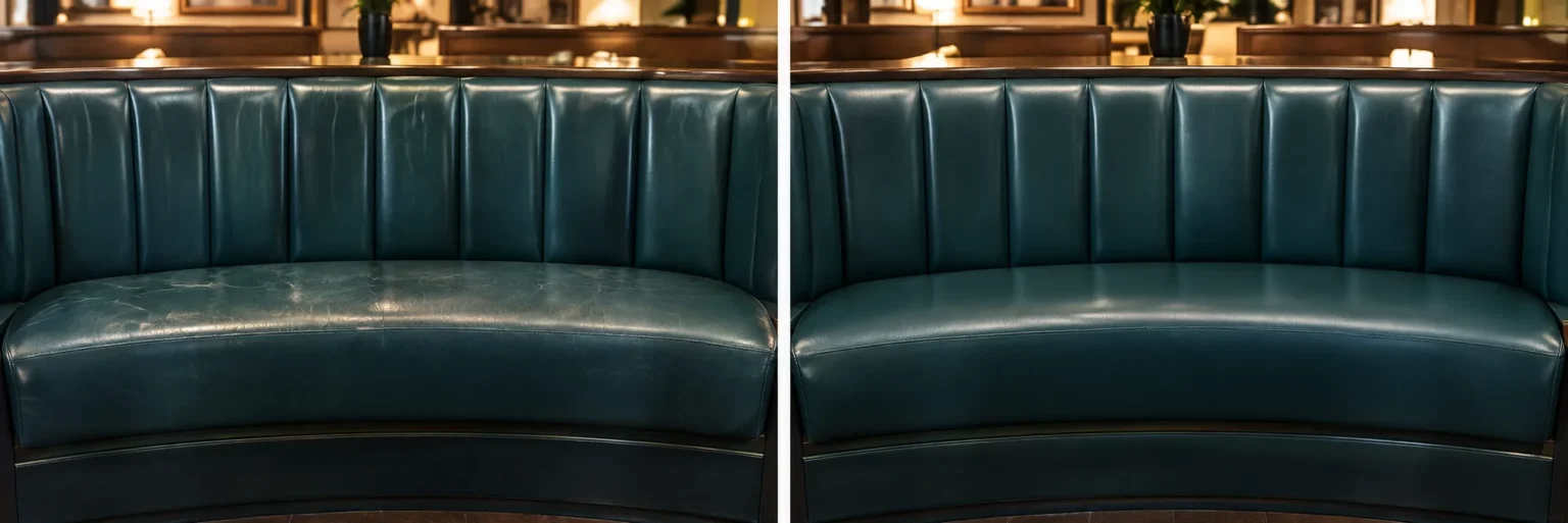 Restaurant banquette before and after maintenance