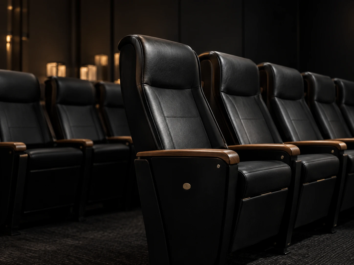 Black leather auditorium seating