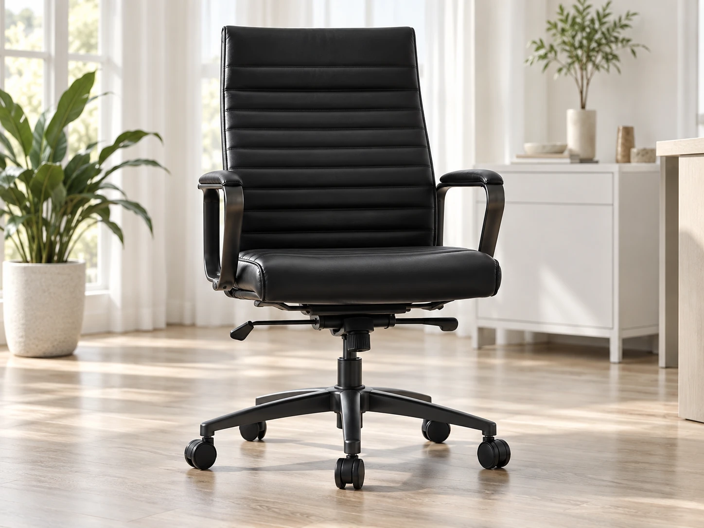 Black leather office chair