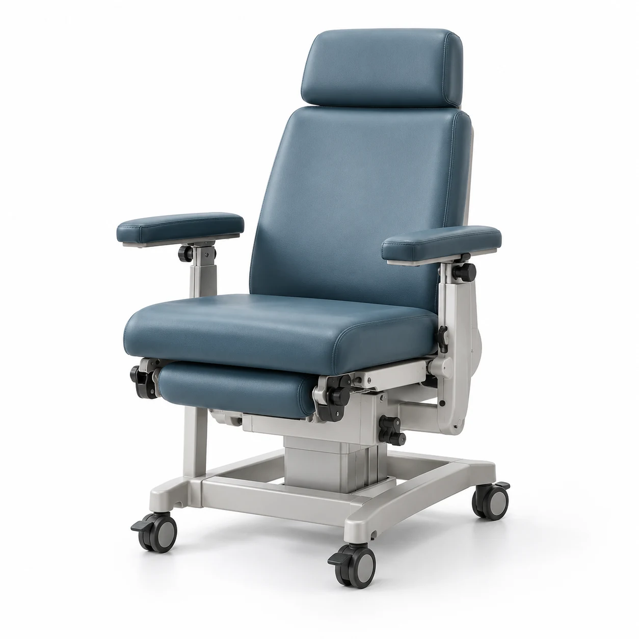 Blood draw phlebotomy chair with two padded arm supports