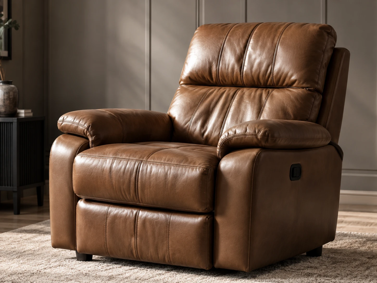 Brown leather recliner