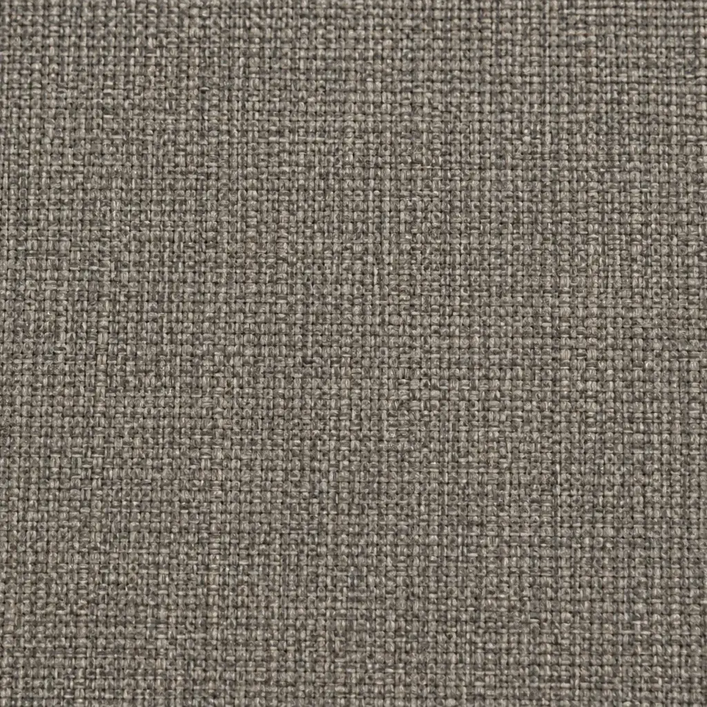 A flat swatch of grey woven upholstery fabric for a bar stool seat top