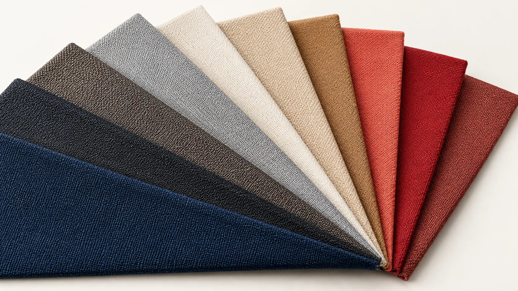 Fan of commercial-grade vinyl samples in grey, red and cream