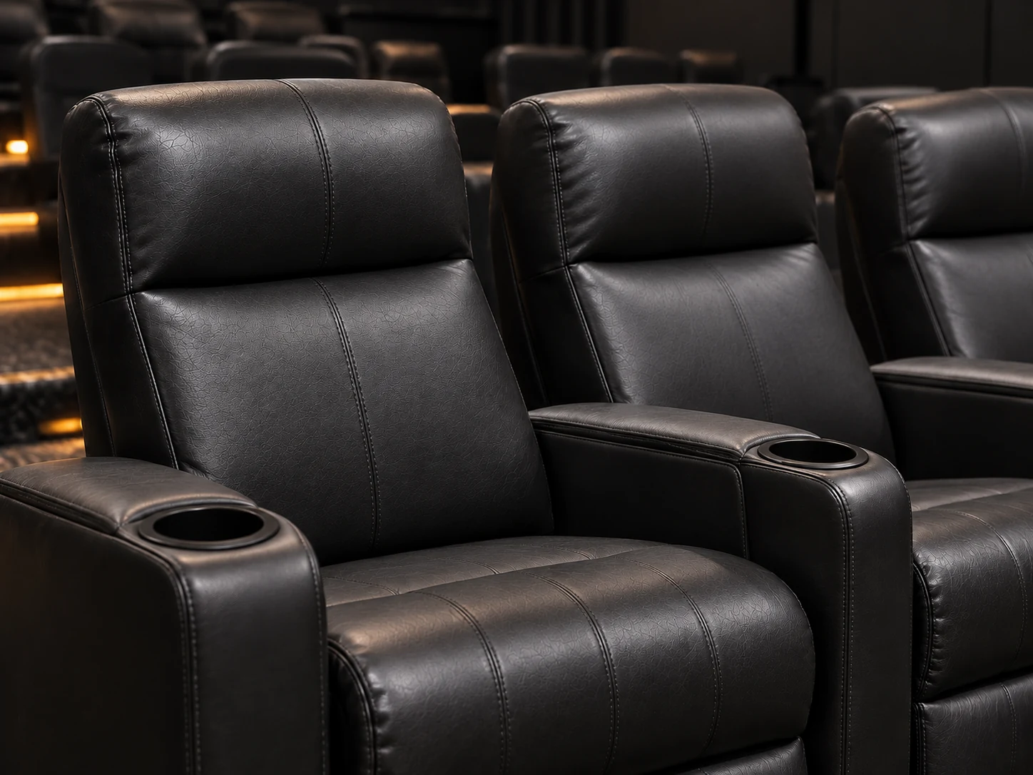 The same cinema recliners recovered in black