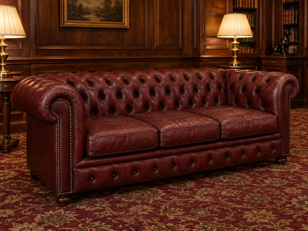 The same chesterfield restored, after