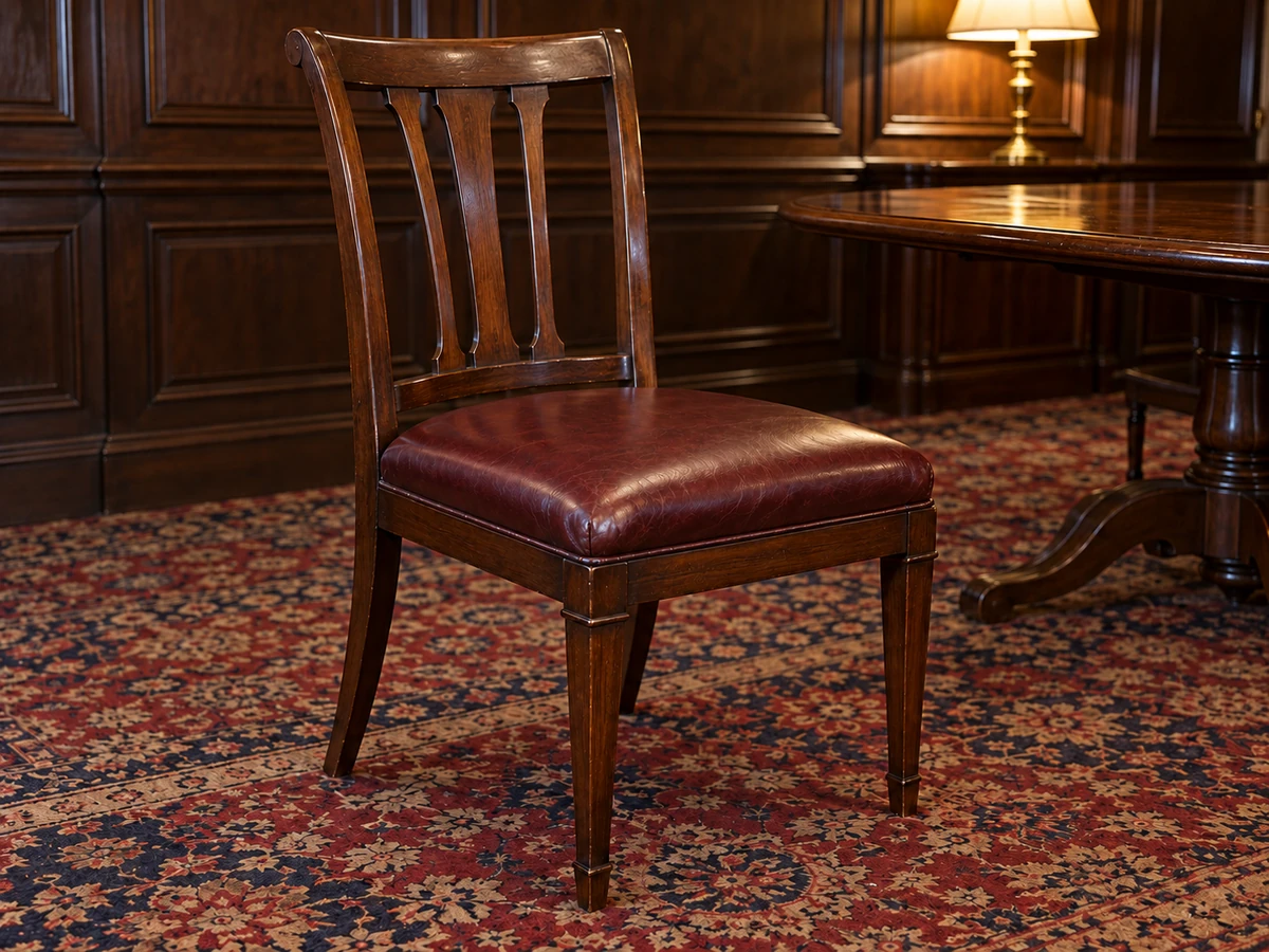 After: the same dining chair with a new seat, matched to the set