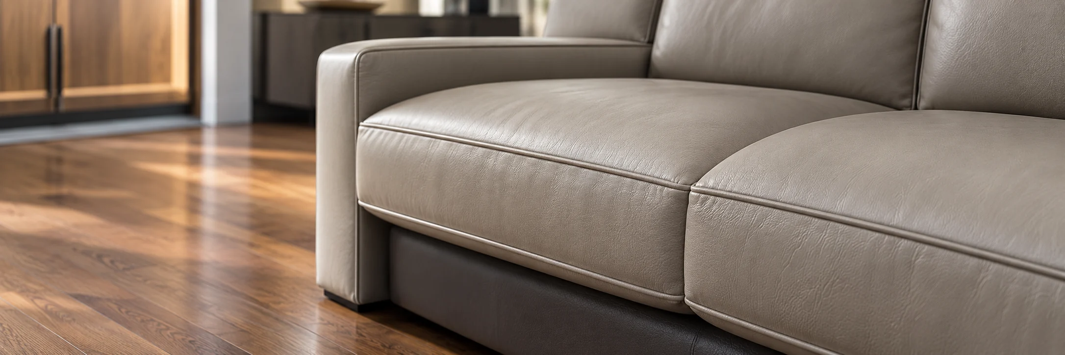 Cream leather seat cushions rebuilt with new foam