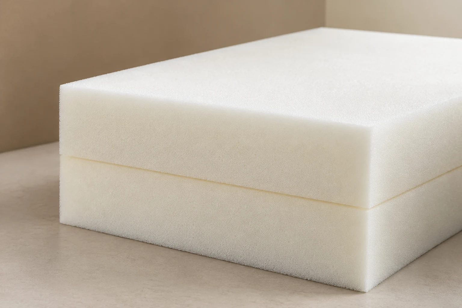 Block of high-density foam for a couch cushion