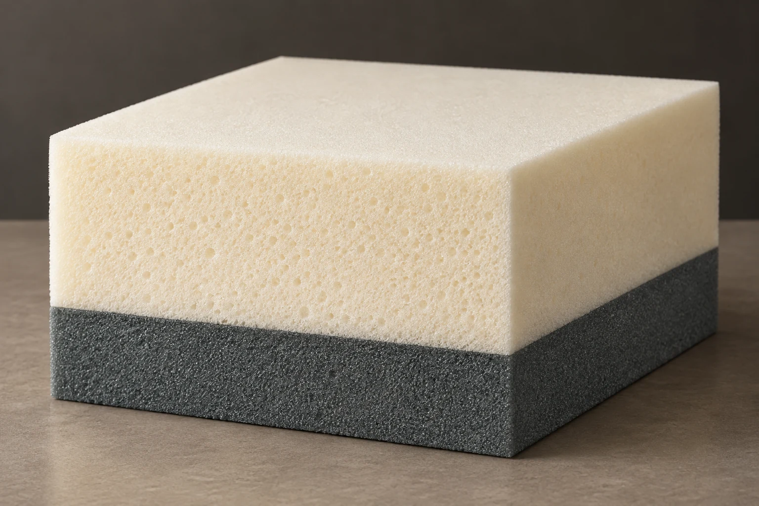 Layered memory foam blend cut for a couch cushion