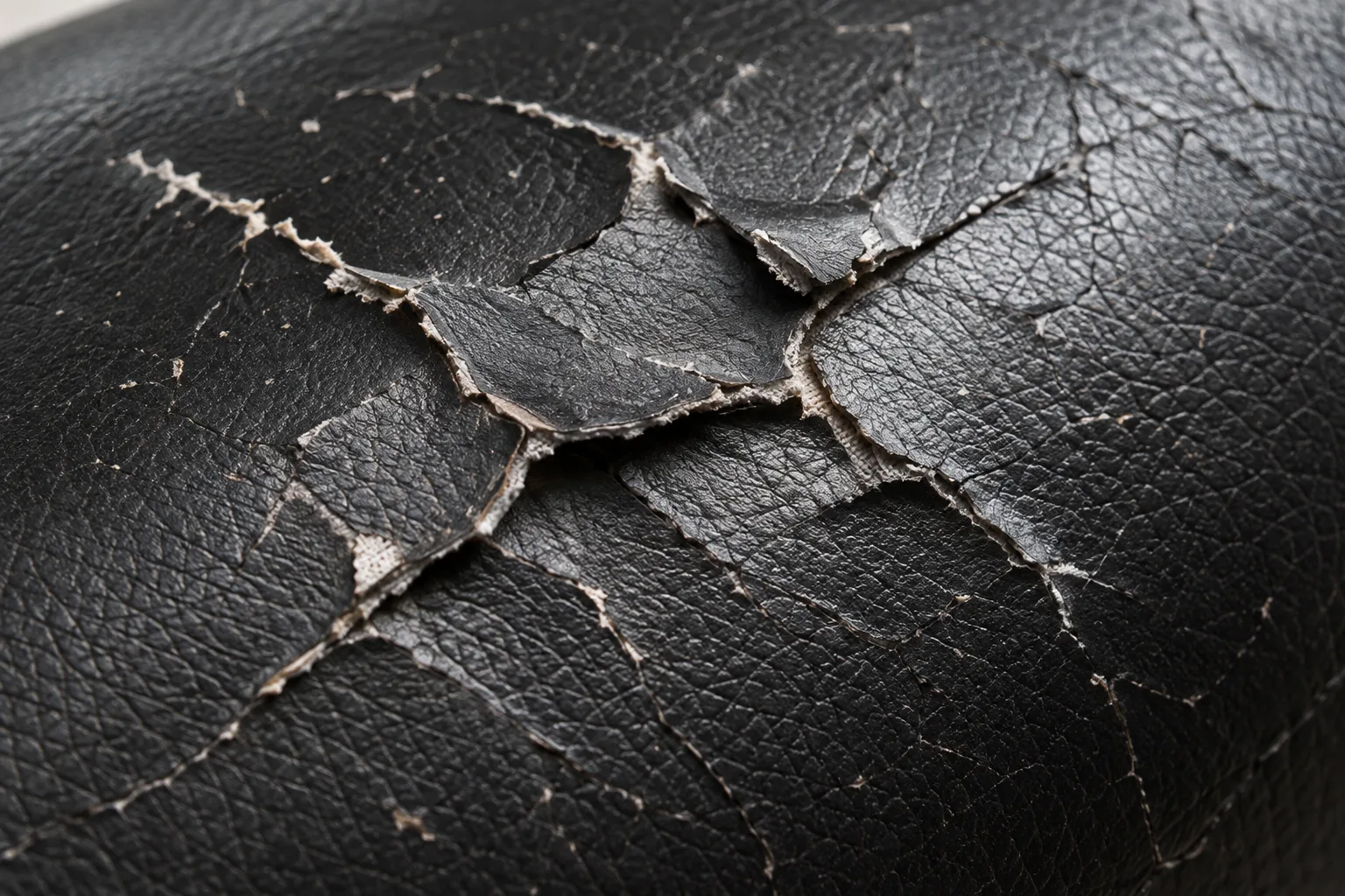 Dried black leather cracking and flaking