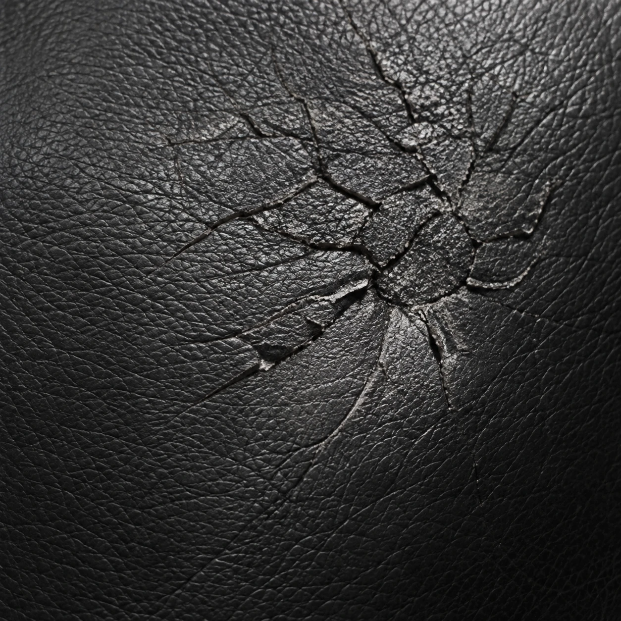 Black leather broken up into a rough scuffed patch