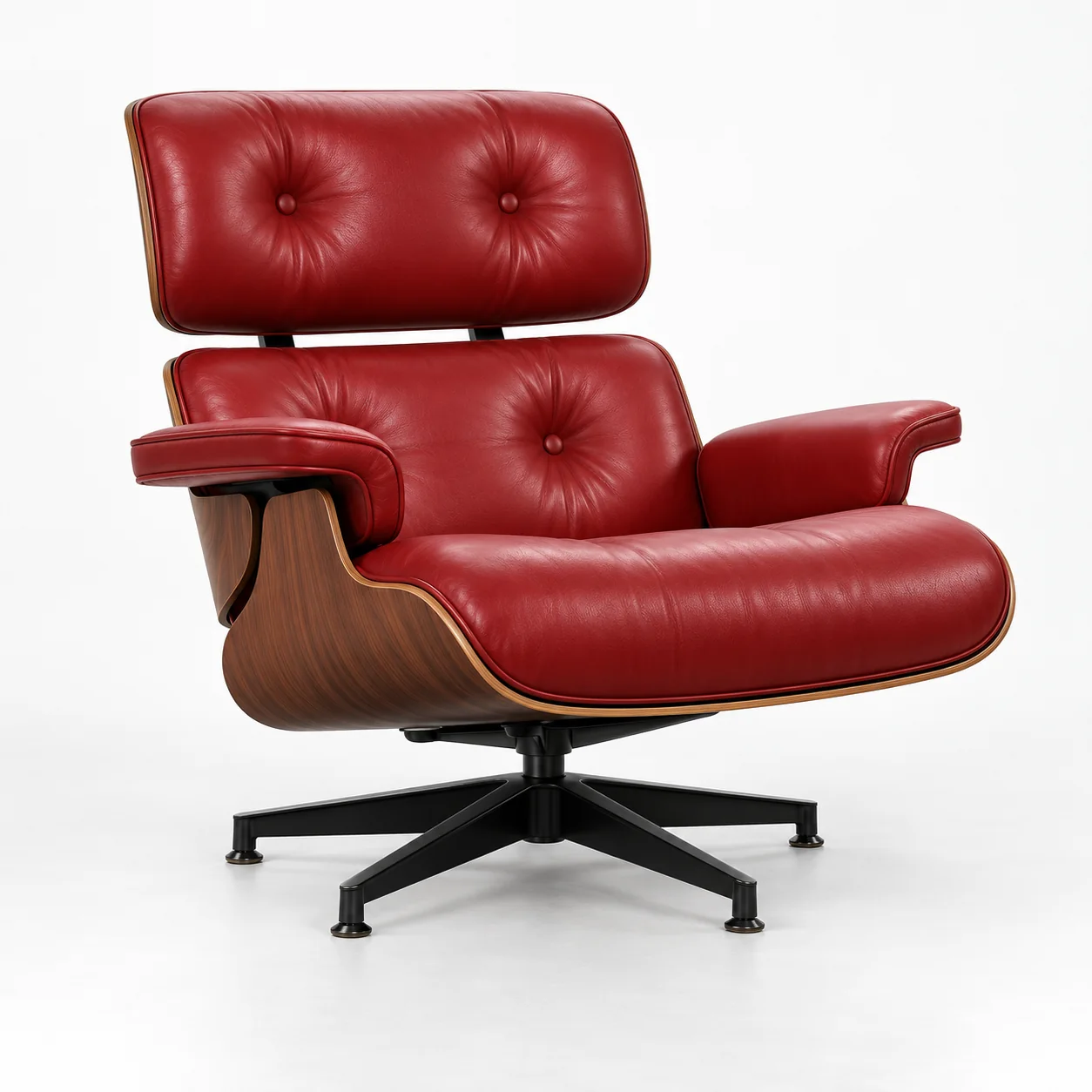 Red leather Eames lounge chair