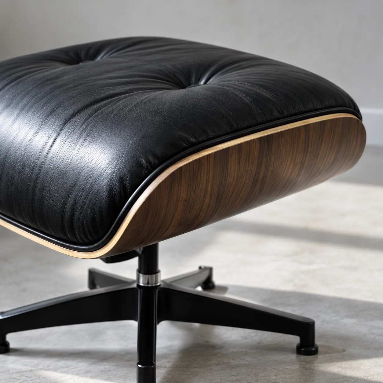 Eames ottoman with a walnut shell