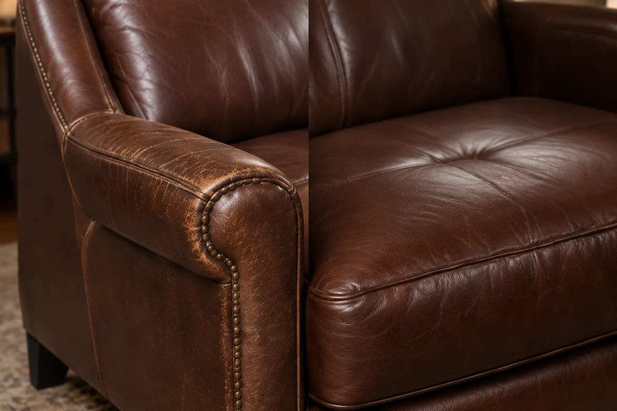Ethan Allen leather chair before repair