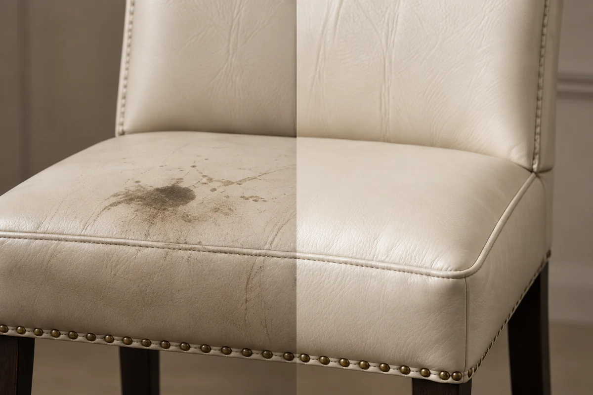 Ethan Allen leather dining chair before repair