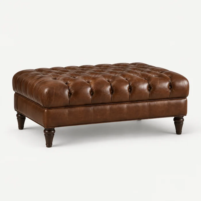 Ethan Allen leather ottoman