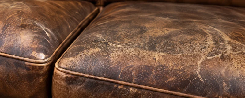 Fading and color wear on a leather sofa back