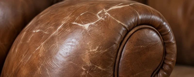 Scuffs and scratches across a leather sofa seat