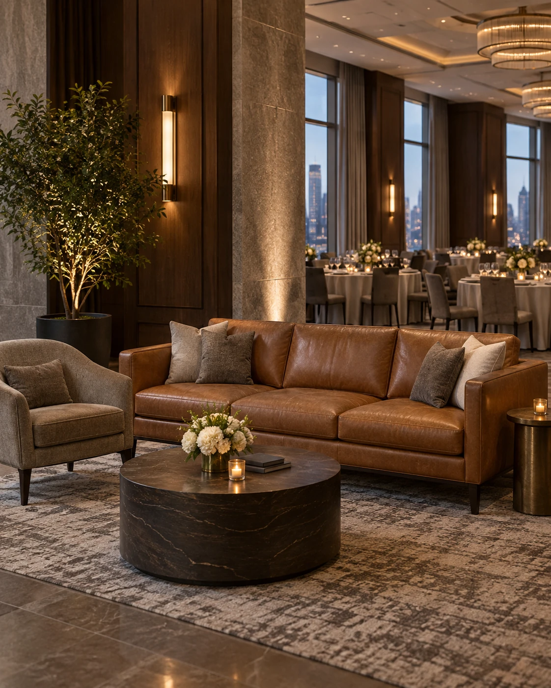 A lounge sofa in an event venue