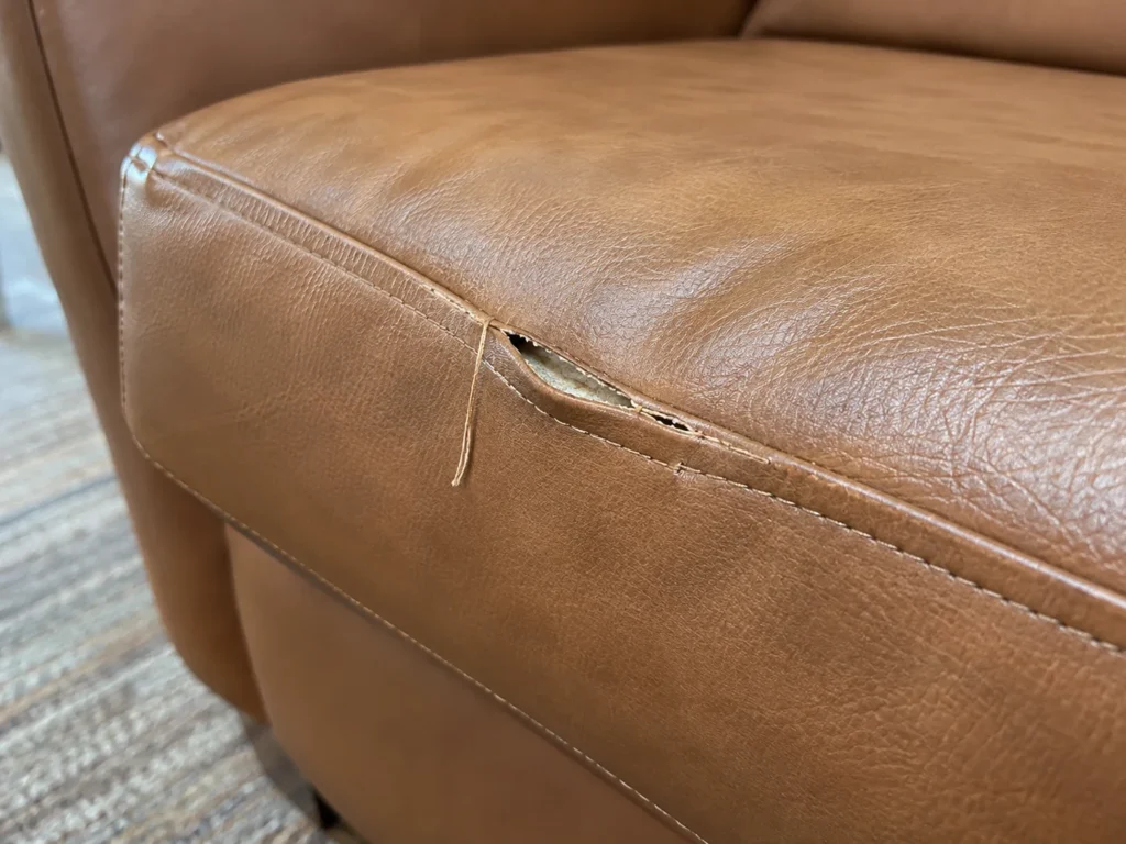 Split seam on a lounge seat cushion